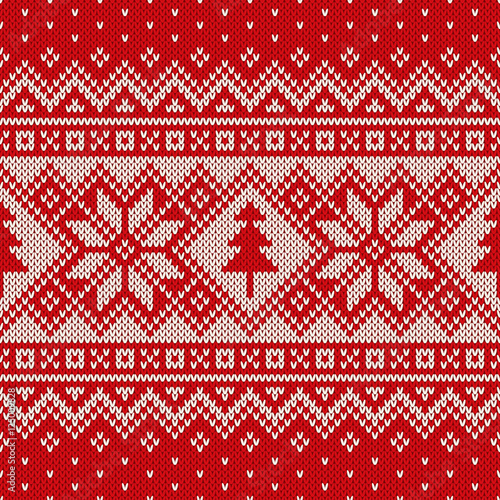 Winter Holiday Seamless Knitting Pattern with a Christmas Trees