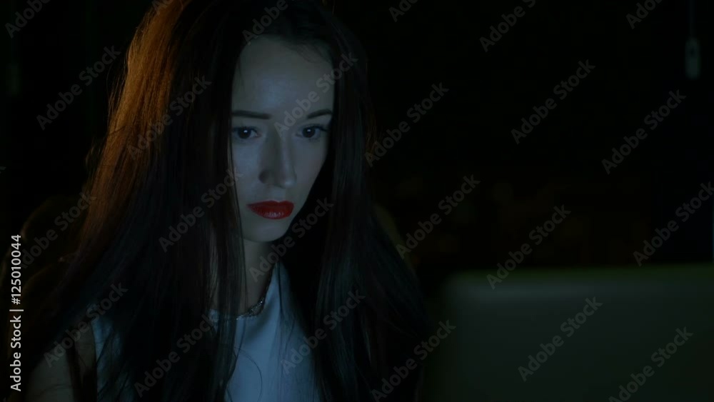 Girl works for a laptop Girl works for a laptop