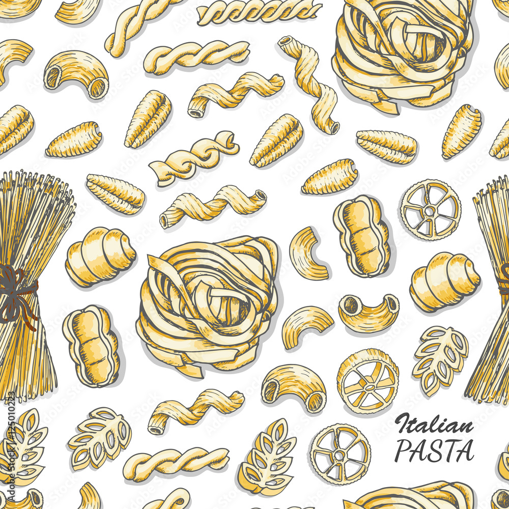 Seamless pattern with Italian pasta Seamless pattern with Italian pasta