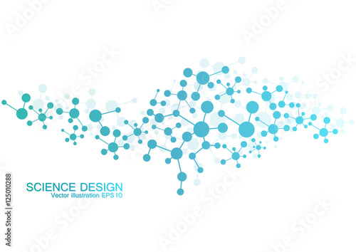 Structure molecule of DNA and neurons. Structural atom. Chemical compounds. Medicine, science, technology concept. Geometric abstract background. Vector illustration for your design.