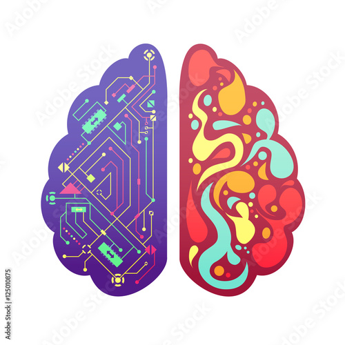 Right Left Brain Symbolic Colorful Image 