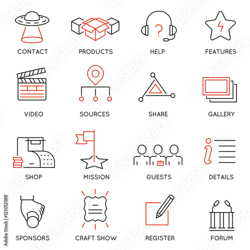 Vector set of 16 icons related to business management, marketing, maintain and service. Mono line pictograms and infographics design elements for app and web design navigation - part 2
