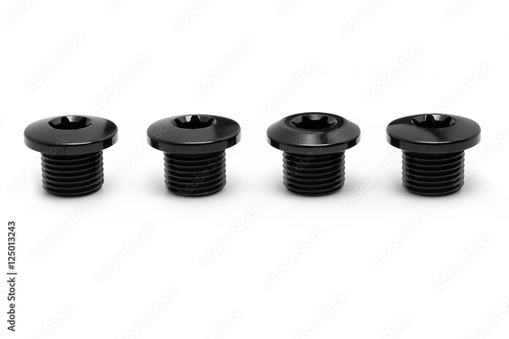 Black iron polished bolt at white isolated background in high ...