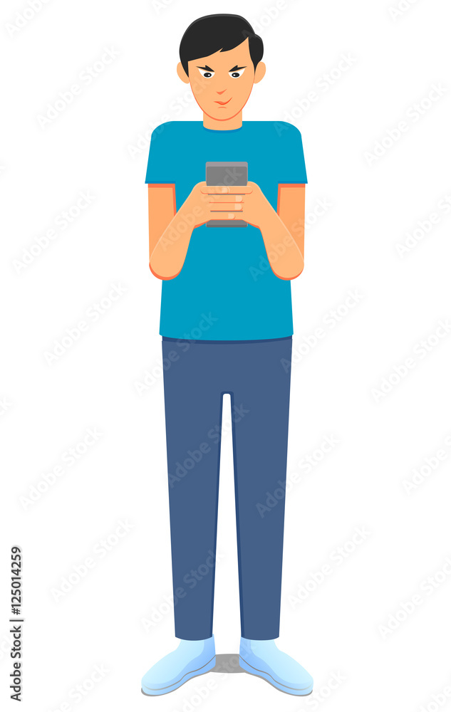 Man using a tablet or smartphone vector image
