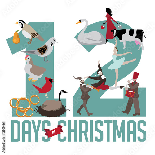 All Twelve days of Christmas EPS 10 vector illustration photo