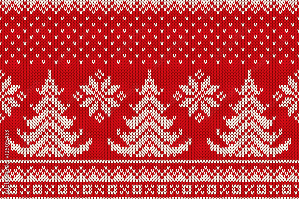 Fotografie Winter Holiday Seamless Knitting Pattern with a Christmas Trees