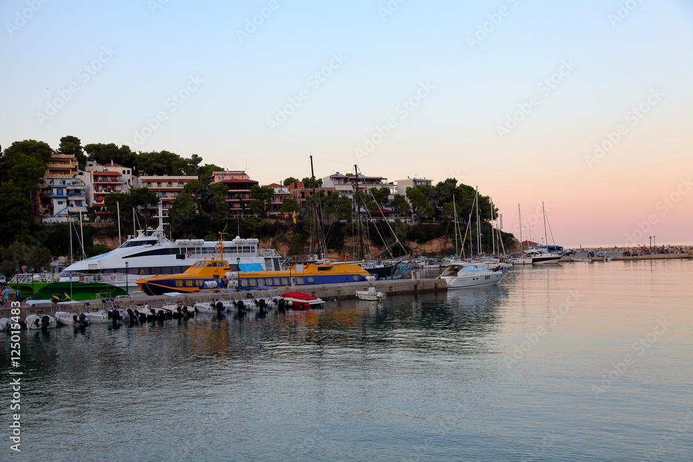 Evening in the Patitiri port,Alonissos,