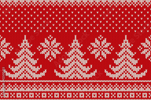 Winter Holiday Seamless Knitting Pattern with a Christmas Trees