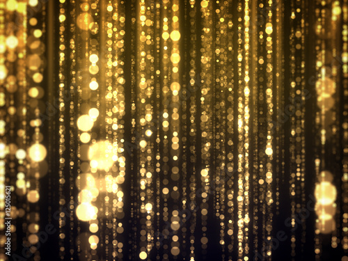 Gold Bokeh Falling Glamour Abstract Background.