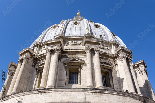 Exterior View of the Cupola of St. Peter's Basilica in Rome Italy
