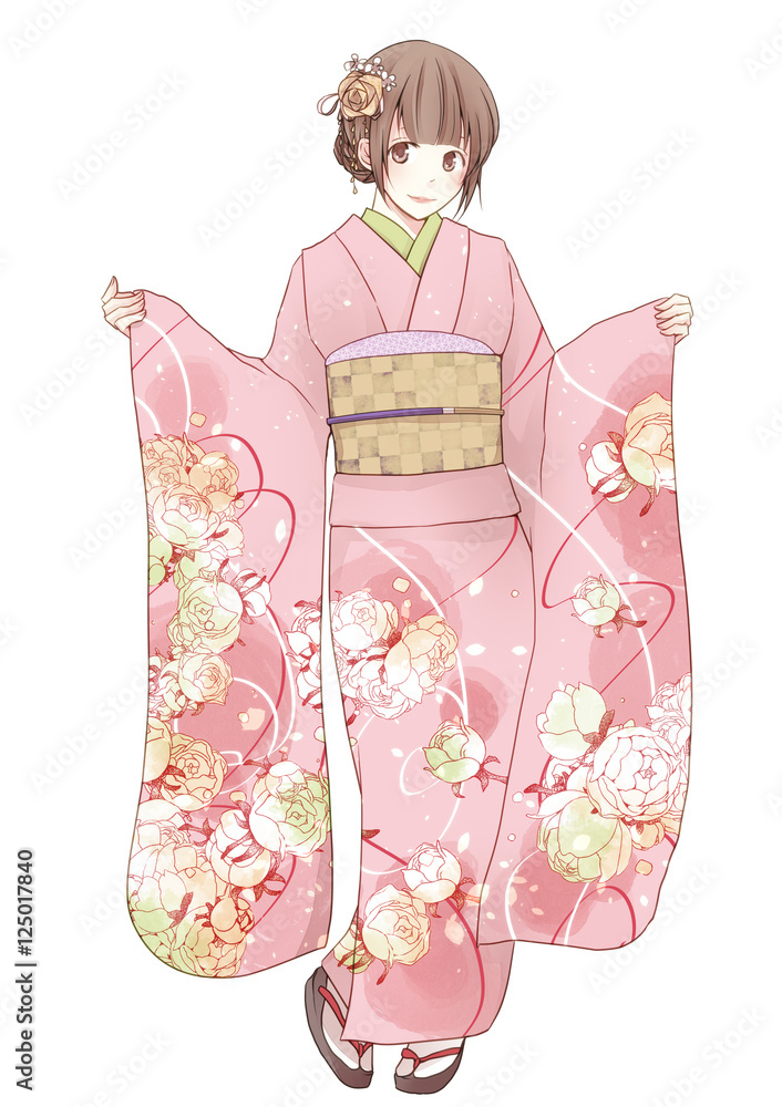 振袖の女の子 ピンク Stock イラスト Adobe Stock 振袖の女の子 ピンク Stock イラスト Adobe Stock