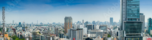 Aerial panoramic view of Tokyo buildings from Shibuya rooftop photo