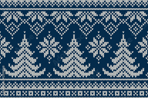 Winter Holiday Seamless Knitting Pattern with a Christmas Trees