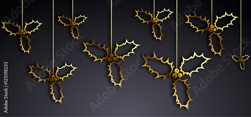 Christmas border with holly