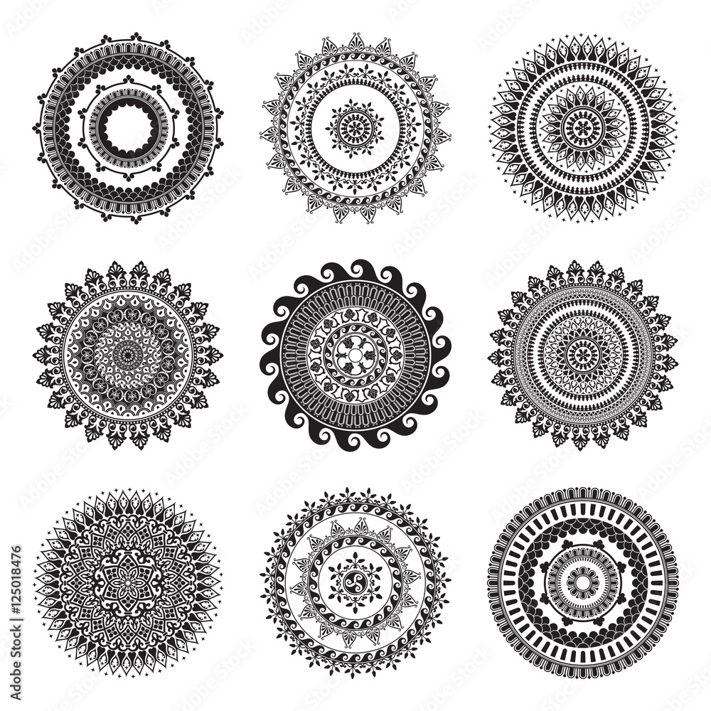 Round abstract ethnic ornament mandalas Round abstract ethnic ornament mandalas