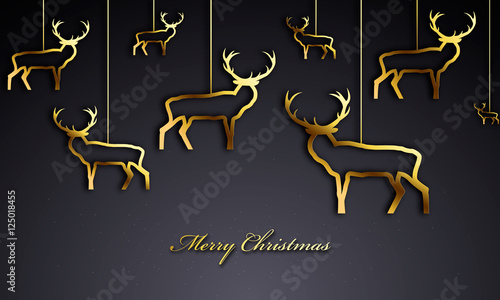 Christmas card with hanging reindeers