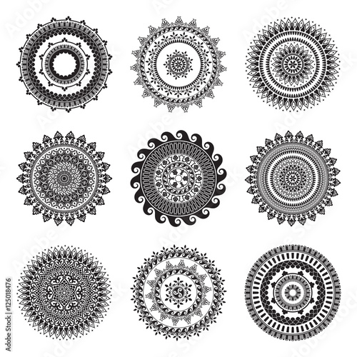 Round abstract ethnic ornament mandalas