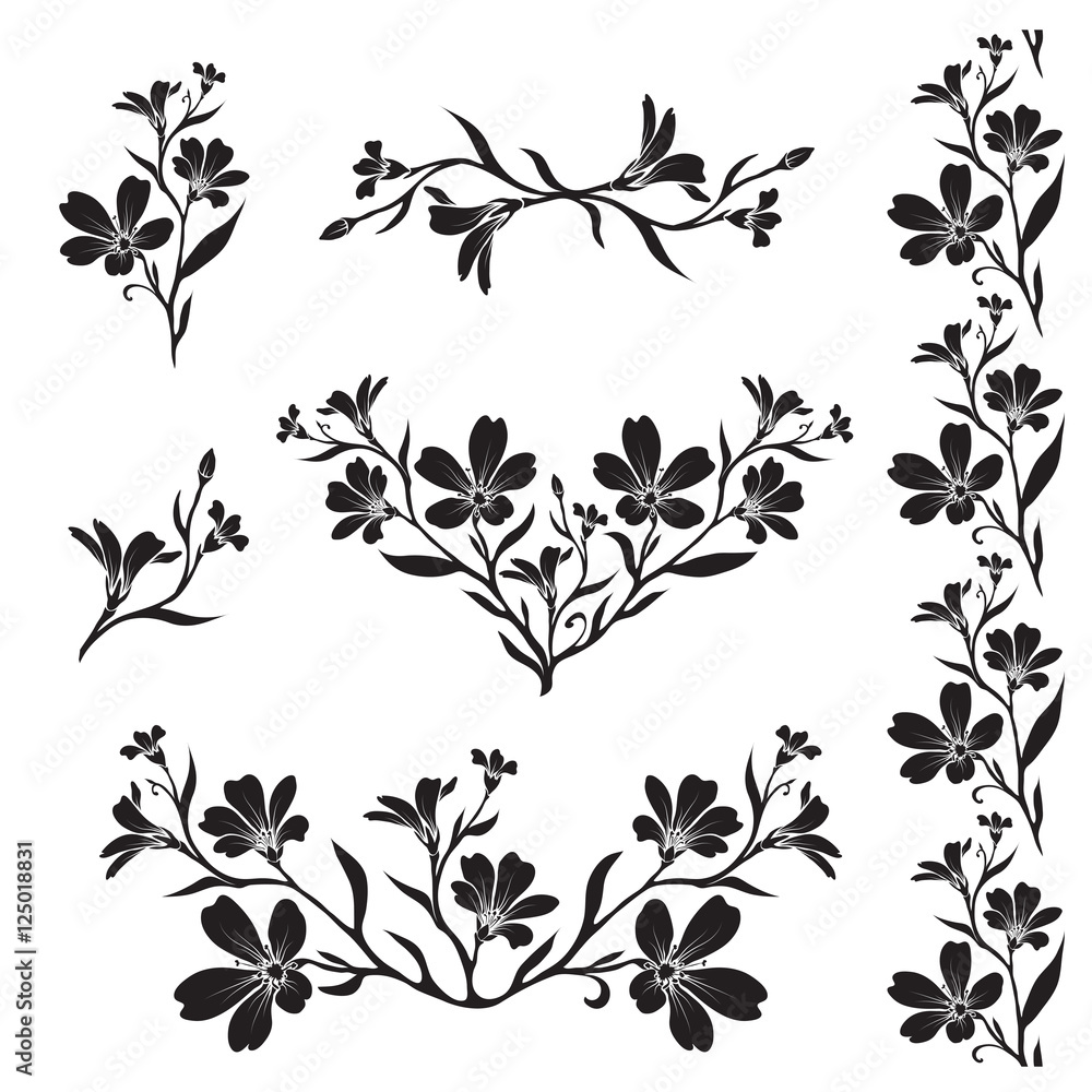 Chickweed graphic flower silhouettes Chickweed graphic flower silhouettes