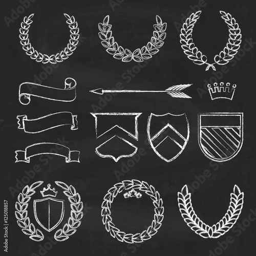 Silhouette hand drawn heraldic elements