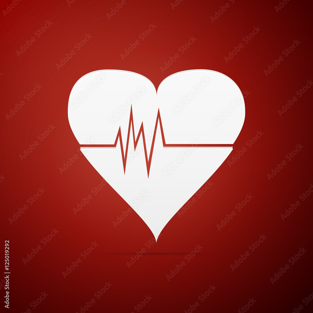 Heart Rate flat icon on red background. Vector Illustration Heart Rate flat icon on red background. Vector Illustration