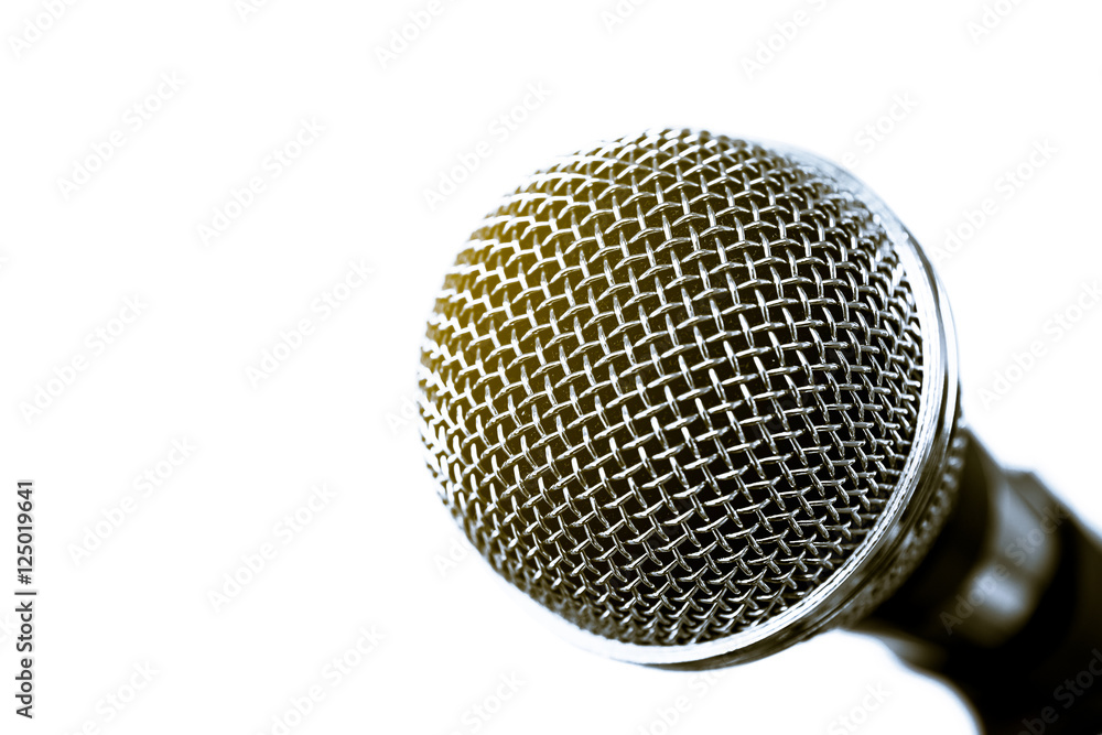 Isolated metal microphone on white background Isolated metal microphone on white background