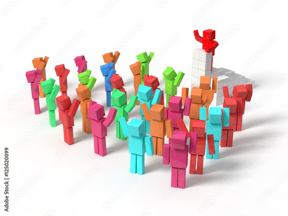 cubic characters meeting. colored characters version. 3d illustr cubic characters meeting. colored characters version. 3d illustr