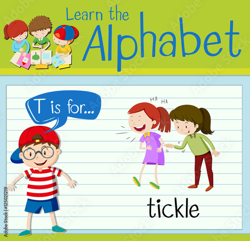 Flashcard letter T is for tickle