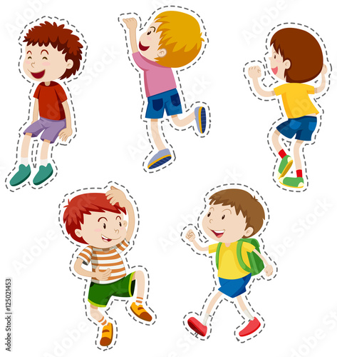 Sticker set of happy boys