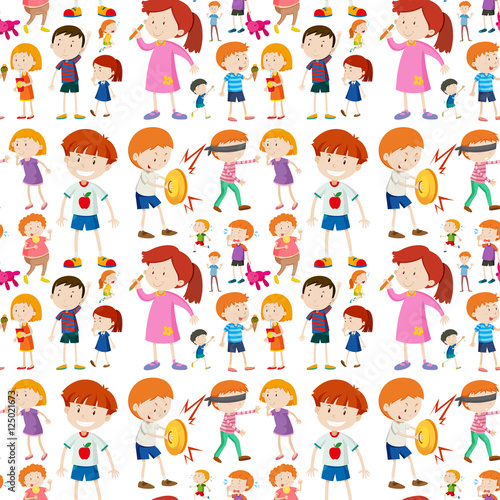 Seamless background design with kid characters