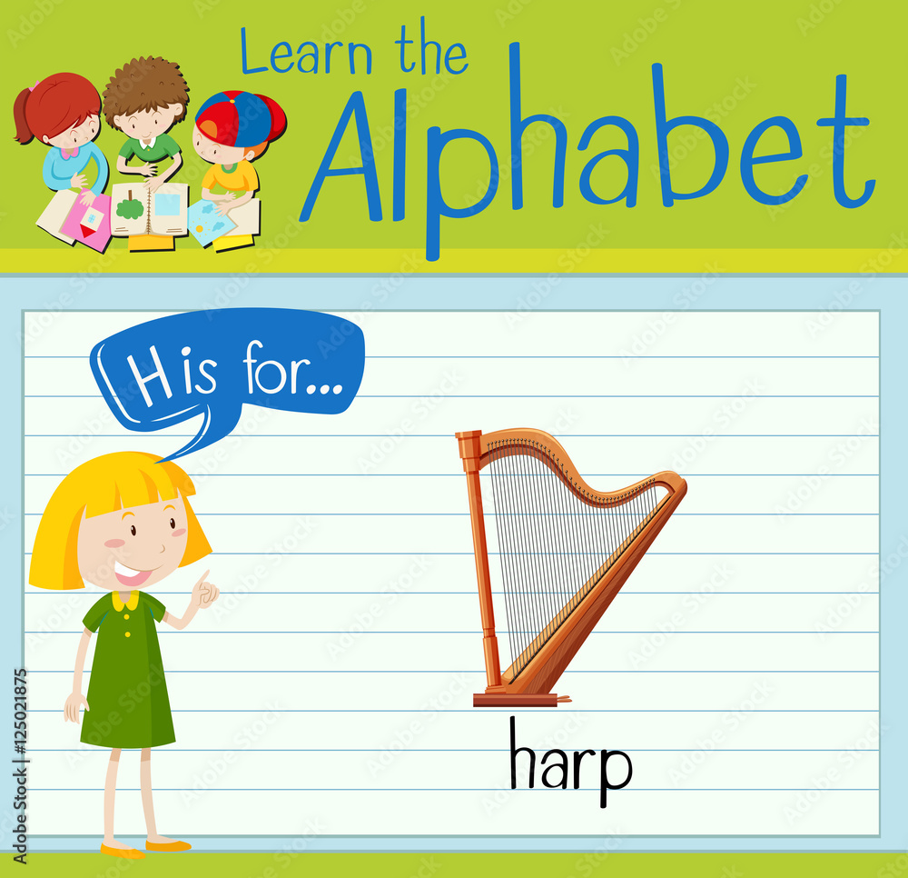 Flashcard letter H is for harp Flashcard letter H is for harp