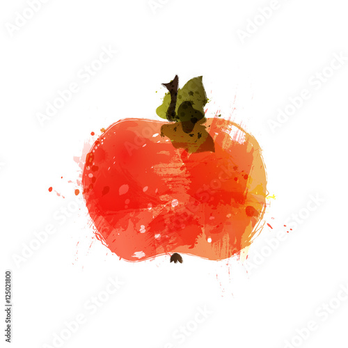 vector watercolor apple.