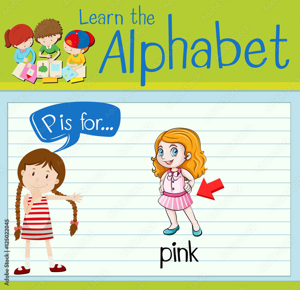 Flashcard alphabet P is for pink Flashcard alphabet P is for pink