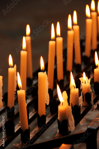 Candles in the dark, church and religion concept
