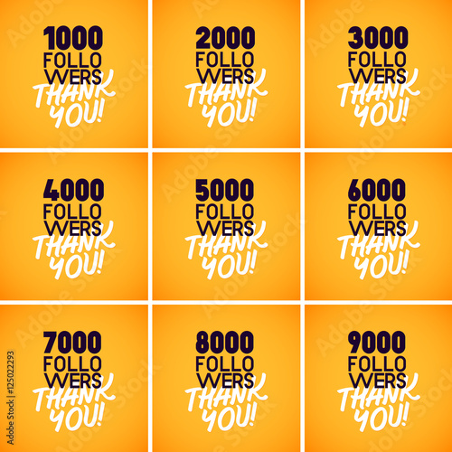 Vector thanks design template SET for network friends and followers. Thank you  card. Image  Social Networks. Web user celebrates a large number of subscribers or 
