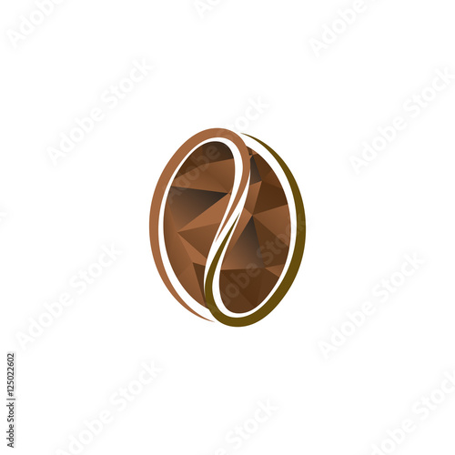 Isolated abstract brown color coffee bean logo. Energetic drink logotype. Natural seed icon. Vector cacao illustration.