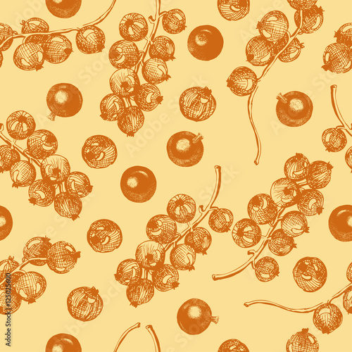Currant seamless pattern in beige colors. Vector illustration