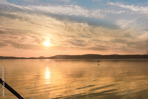 Wonderful sunset over Balaton Lake