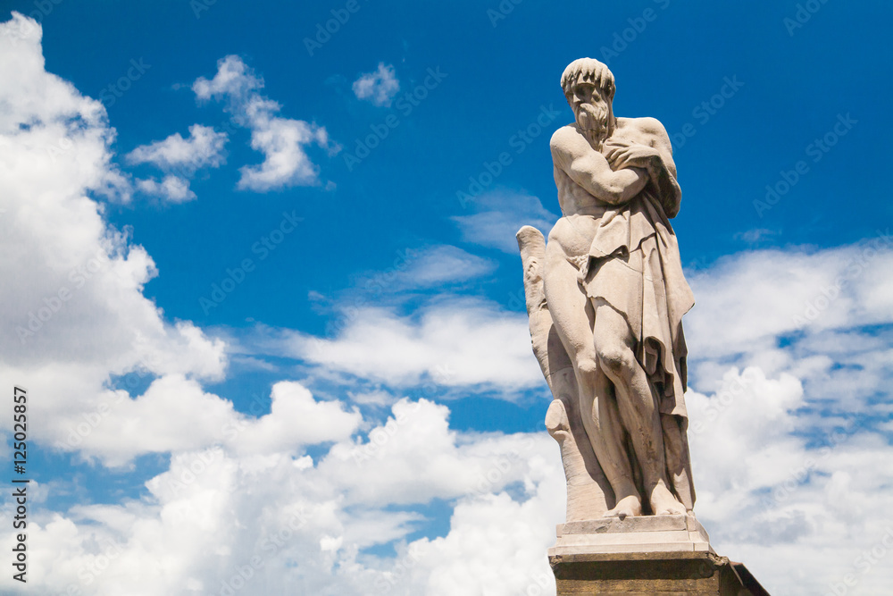 Ponte Santa Trinita Winter statue by in Florence, Italy