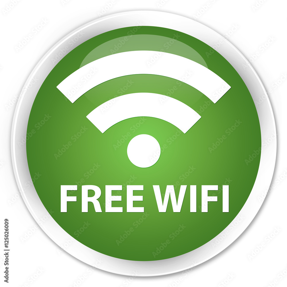 Free wifi soft green glossy round button Free wifi soft green glossy round button