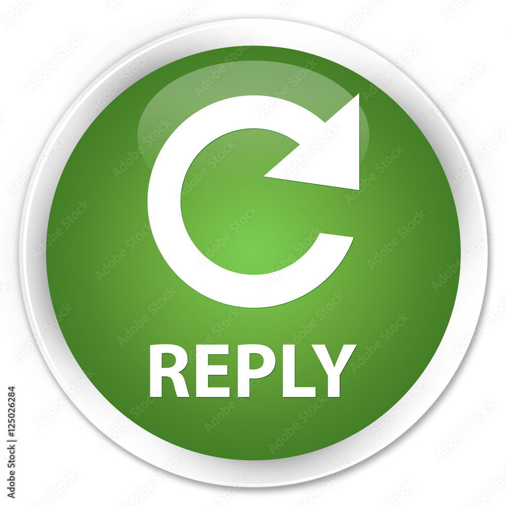 Reply (rotate arrow icon) soft green glossy round button Reply (rotate arrow icon) soft green glossy round button