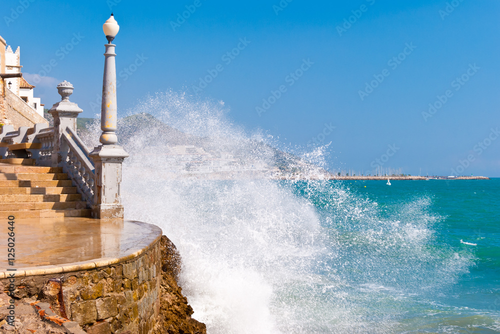 Coast line in Sitges, Spain.