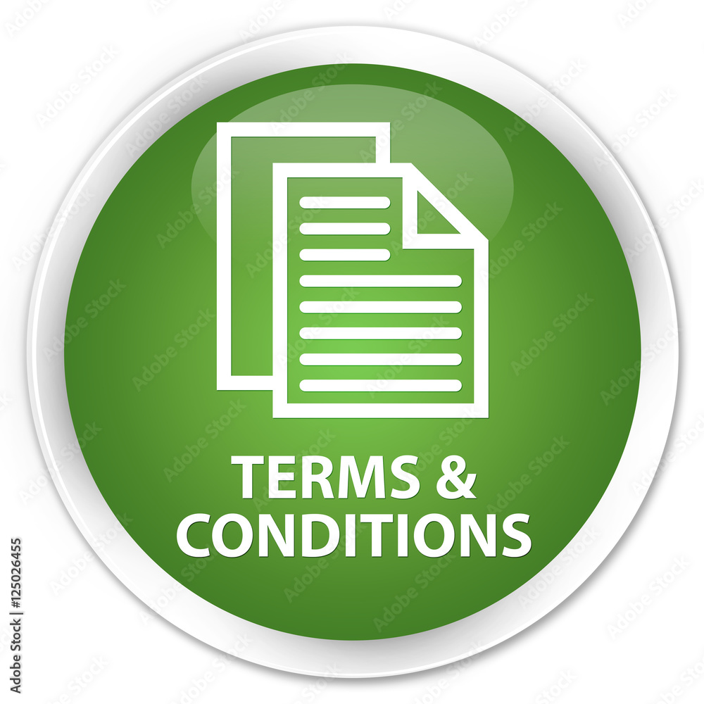 Terms and conditions (pages icon) soft green glossy round button Terms and conditions (pages icon) soft green glossy round button