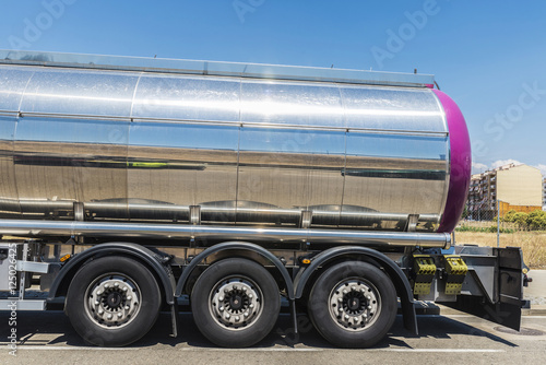 Tanker truck parked on a street