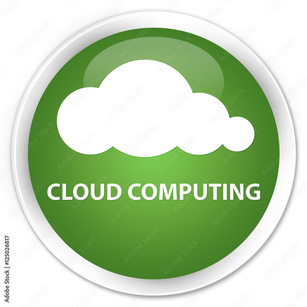 Cloud computing soft green glossy round button Cloud computing soft green glossy round button