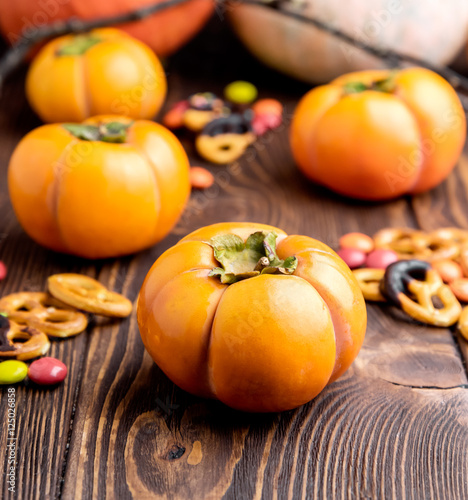 Close up beautiful persimmons