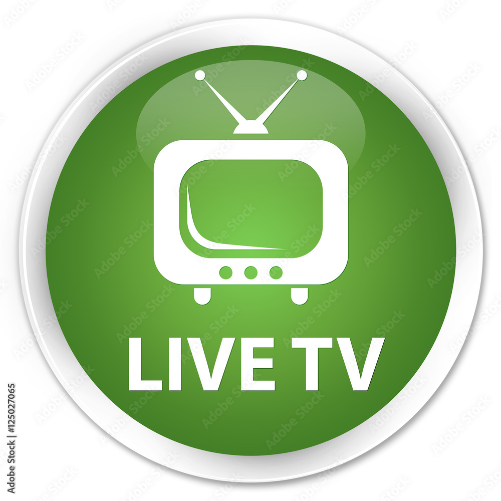 Live tv soft green glossy round button Live tv soft green glossy round button