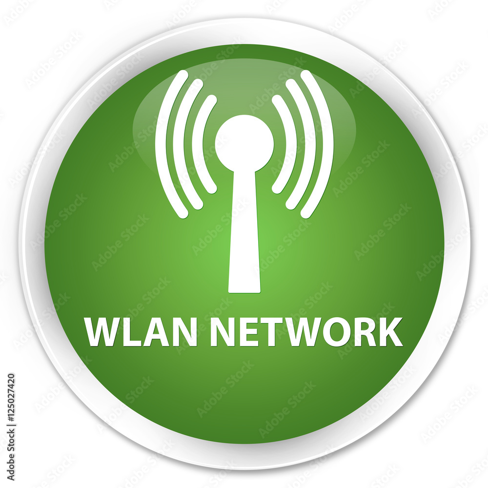 Wlan network soft green glossy round button Wlan network soft green glossy round button