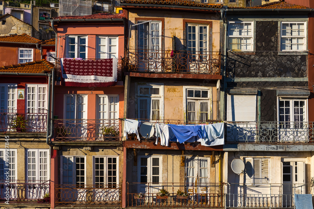 Row of houses in Porto, Portugal