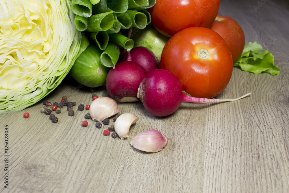 vagetables on the wooden background