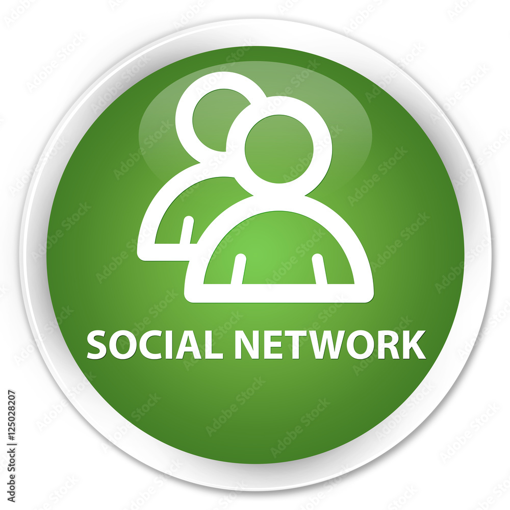 Social network (group icon) soft green glossy round button Social network (group icon) soft green glossy round button
